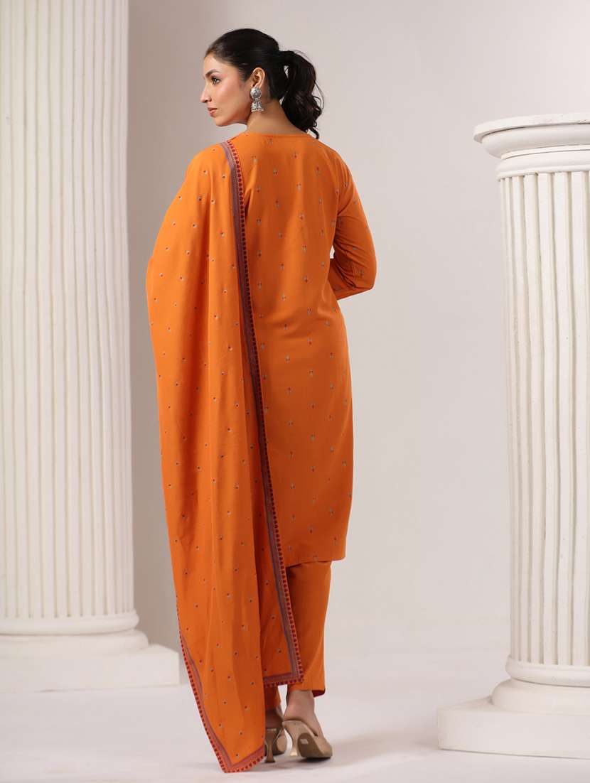 women printed three quarter sleeve kurta pant with dupatta set - 22142226 -  Standard Image - 3