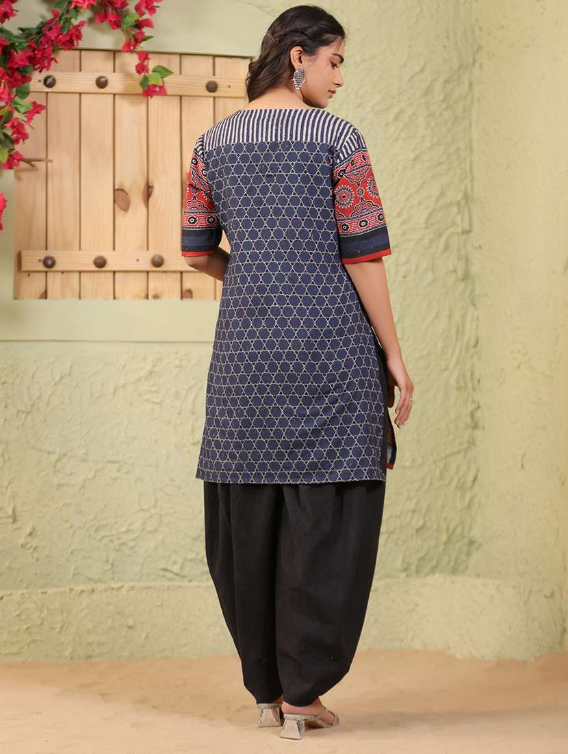 women printed short sleeve straight kurti - 22142241 -  Standard Image - 3