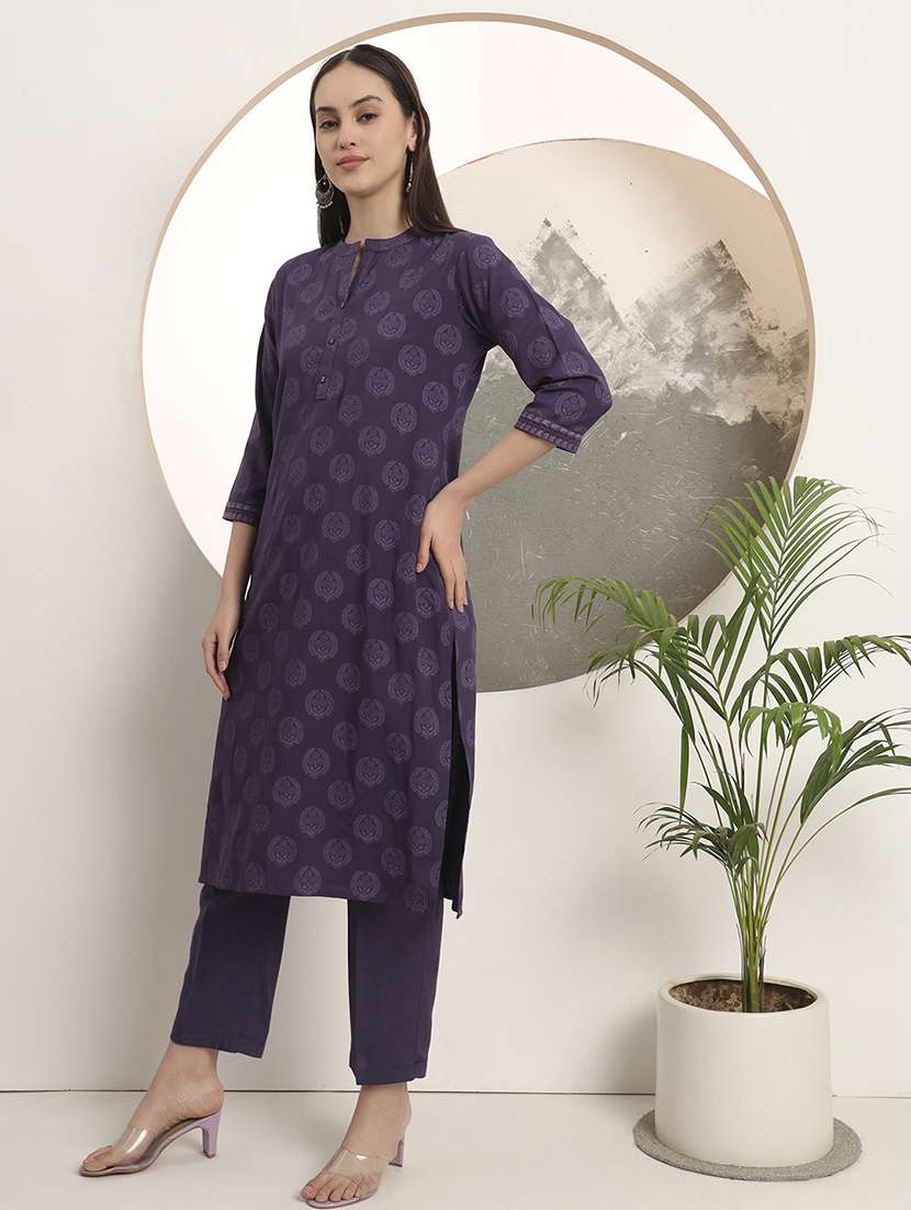 women printed three quarter sleeve straight kurta - 22142248 -  Standard Image - 3