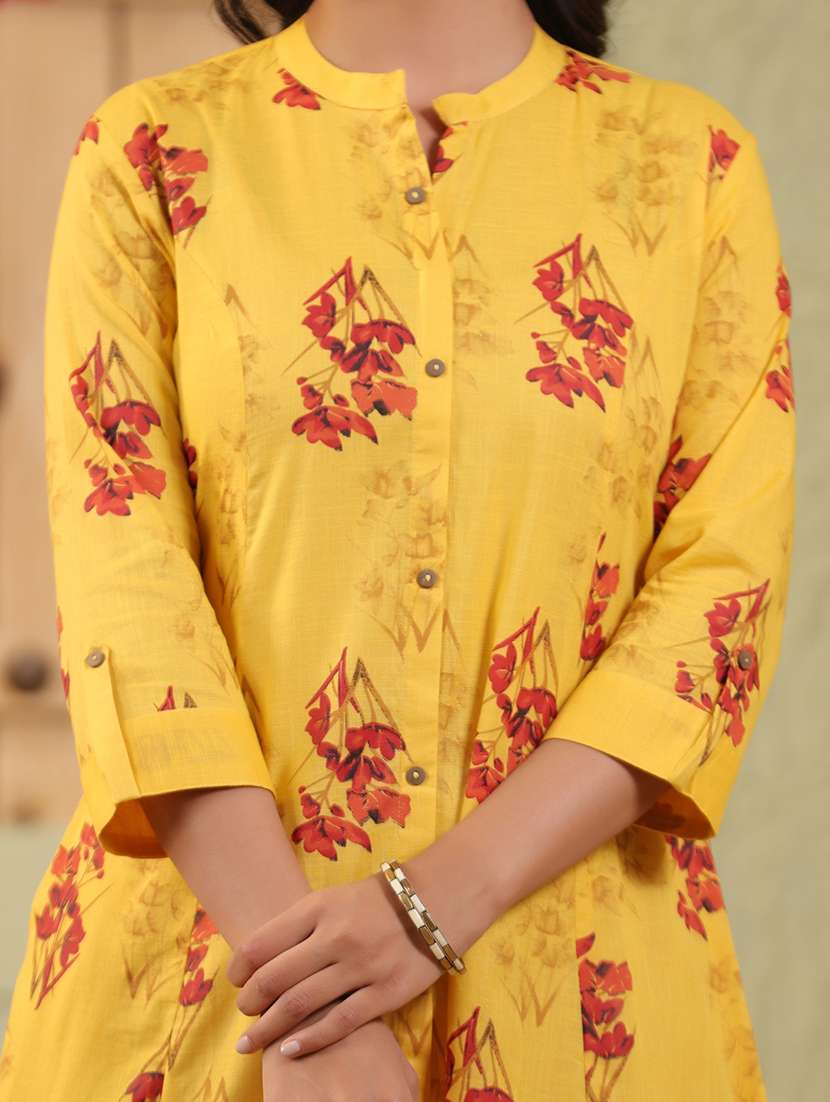 women floral printed three quarter sleeve a-line ethnic dress - 22142260 -  Standard Image - 5