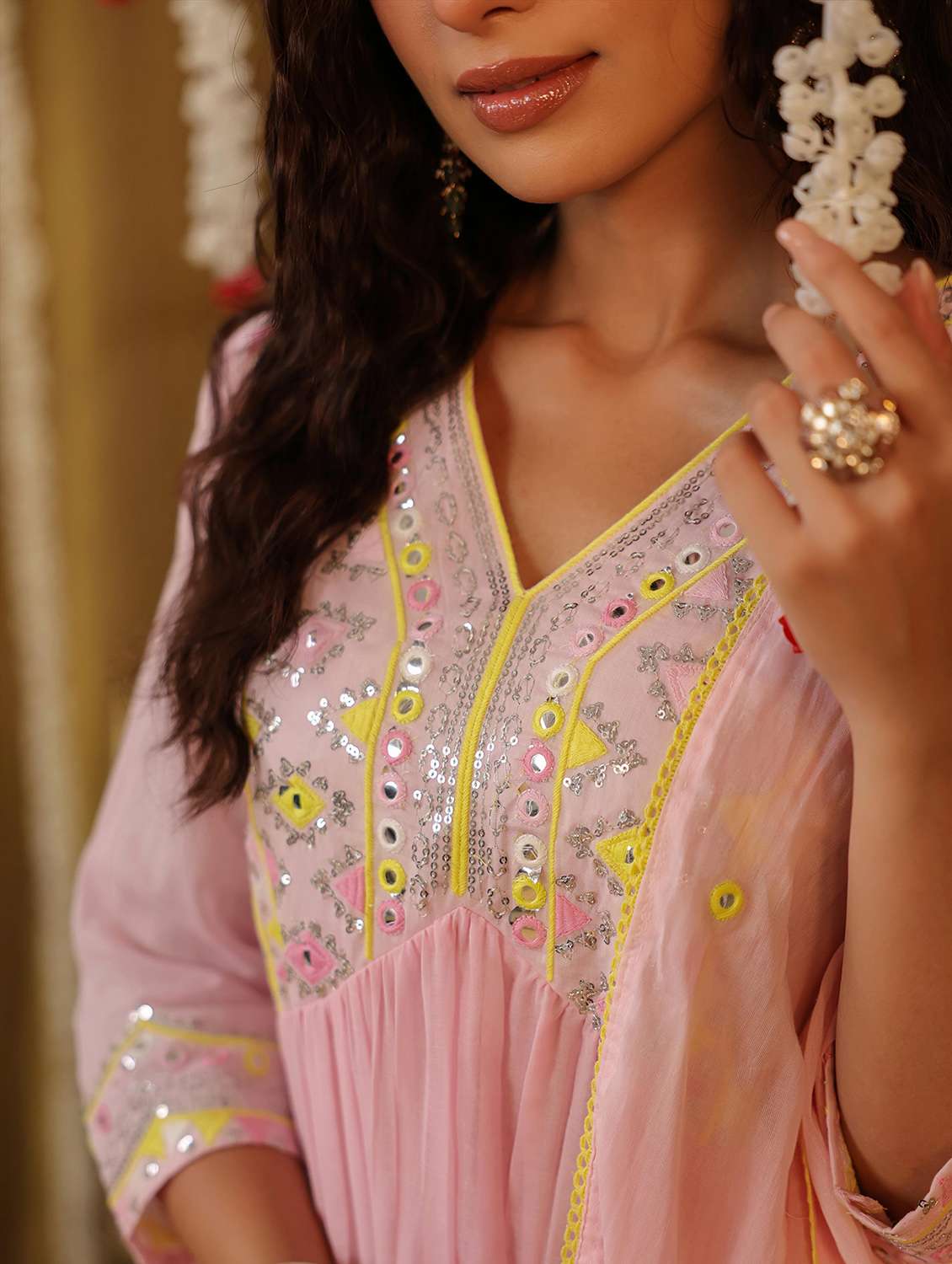 women embroidered three quarter sleeve kurta sharara with dupatta set - 22142275 -  Standard Image - 5