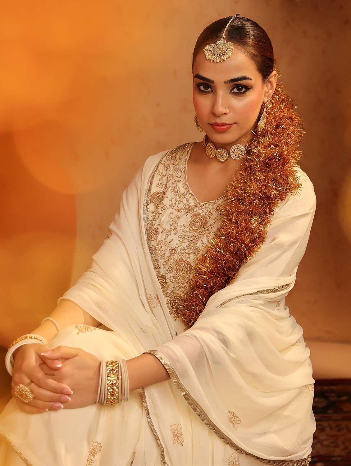 women embroidered three quarter sleeve kurta pant with dupatta set - 22142288 -  Standard Image - 5