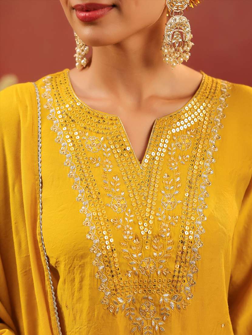 women embroidered three quarter sleeve kurta pant with dupatta set - 22142302 - Standard Image - 5