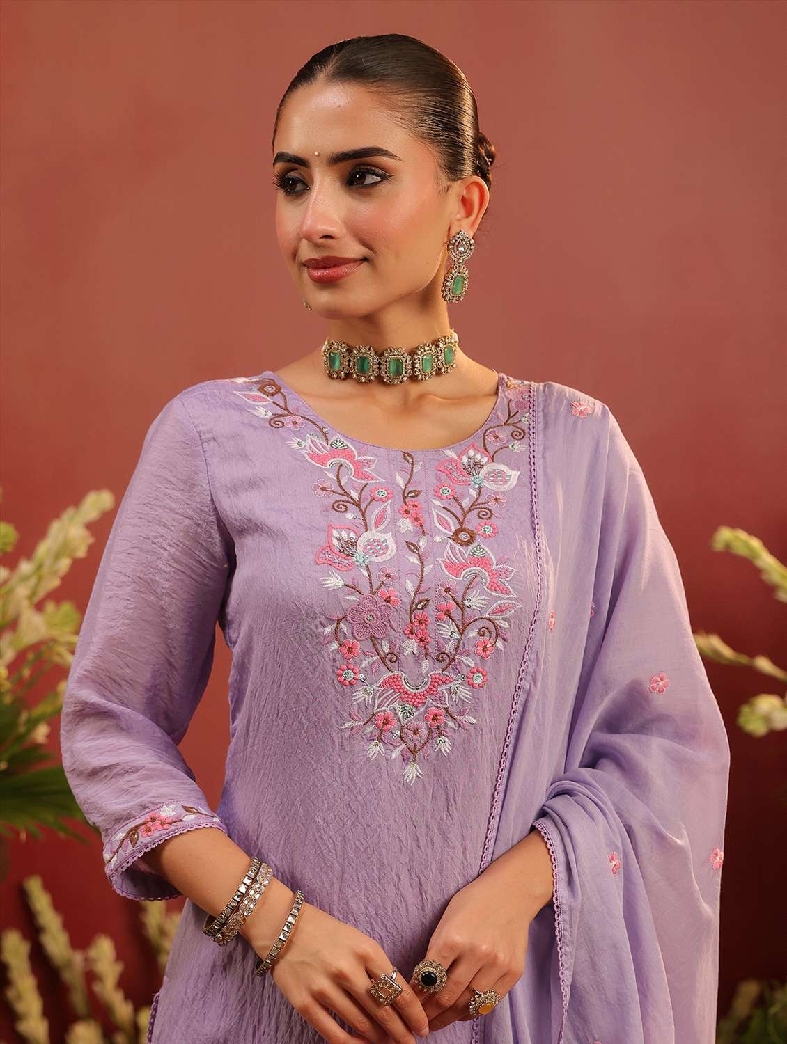 women embroidered three quarter sleeve kurta pant with dupatta set - 22142305 -  Standard Image - 5