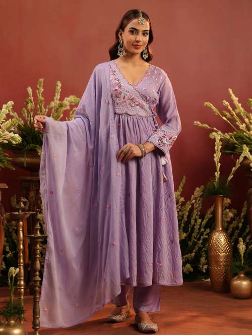 women embroidered long sleeve kurta pant with dupatta set - 22142309 -  Standard Image - 0