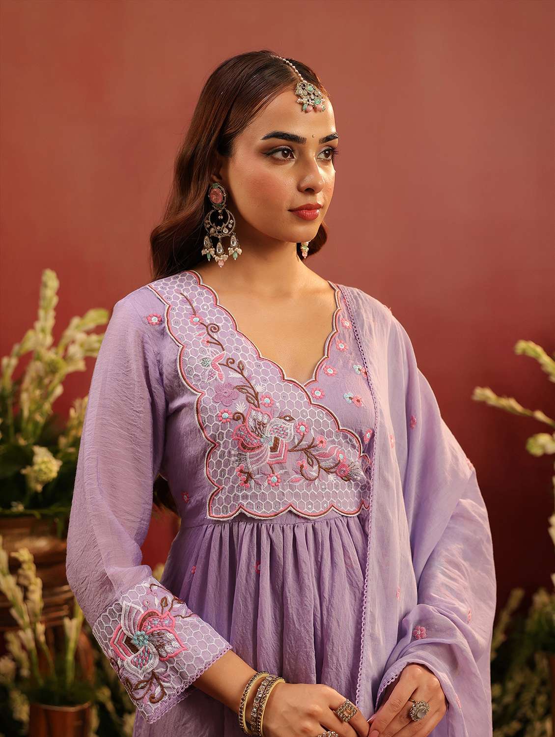 women embroidered long sleeve kurta pant with dupatta set - 22142309 -  Standard Image - 3