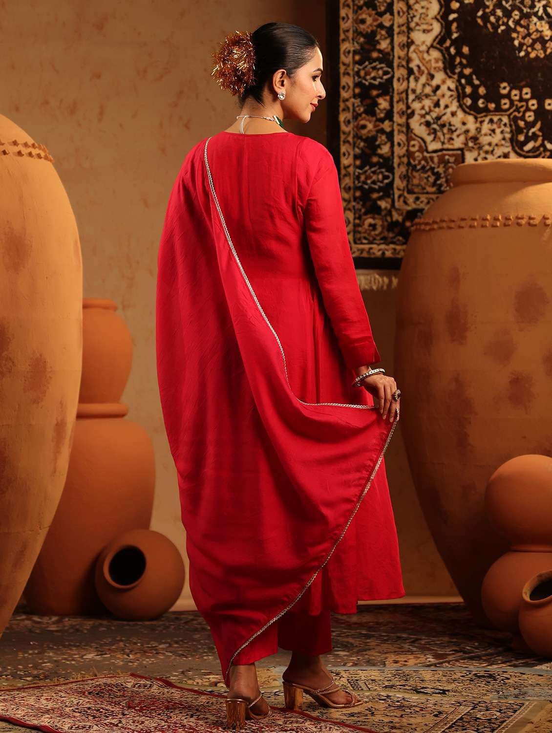 women embroidered long sleeve kurta pant with dupatta set - 22142317 -  Standard Image - 3