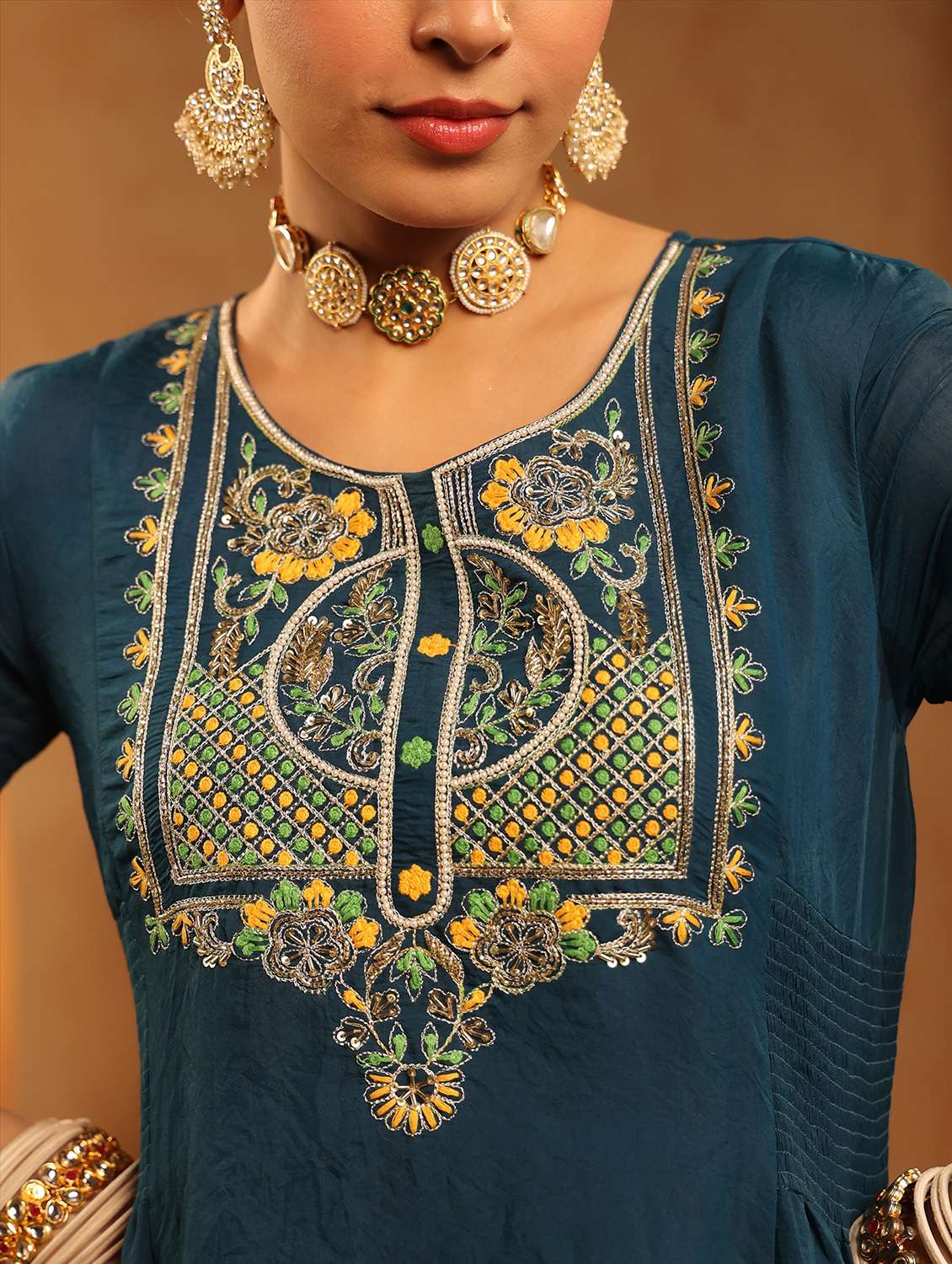 women embroidered long sleeve kurta pant with dupatta set - 22142318 - Standard Image - 5