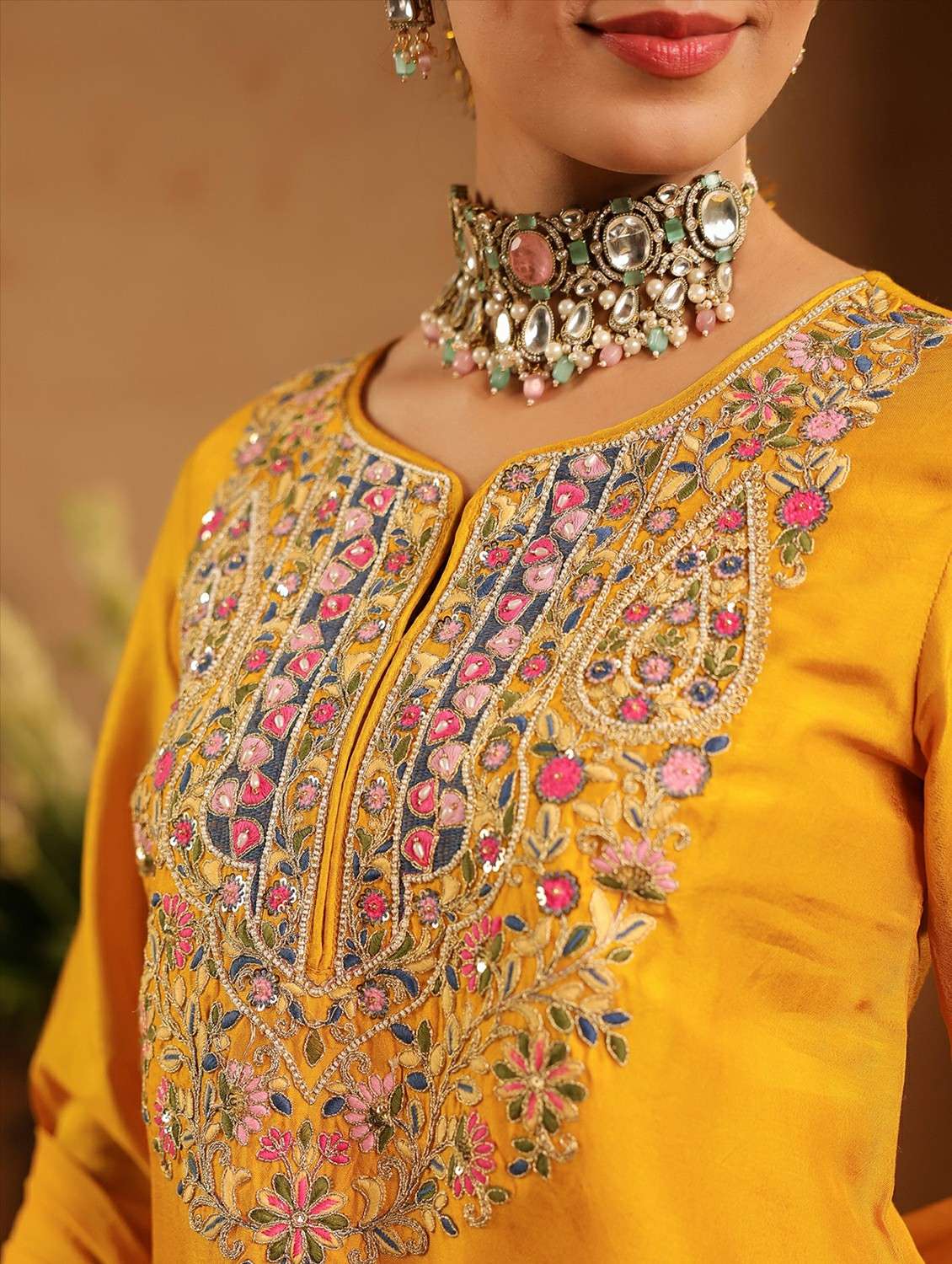 women embroidered three quarter sleeve kurta sharara with dupatta set - 22142327 -  Standard Image - 8