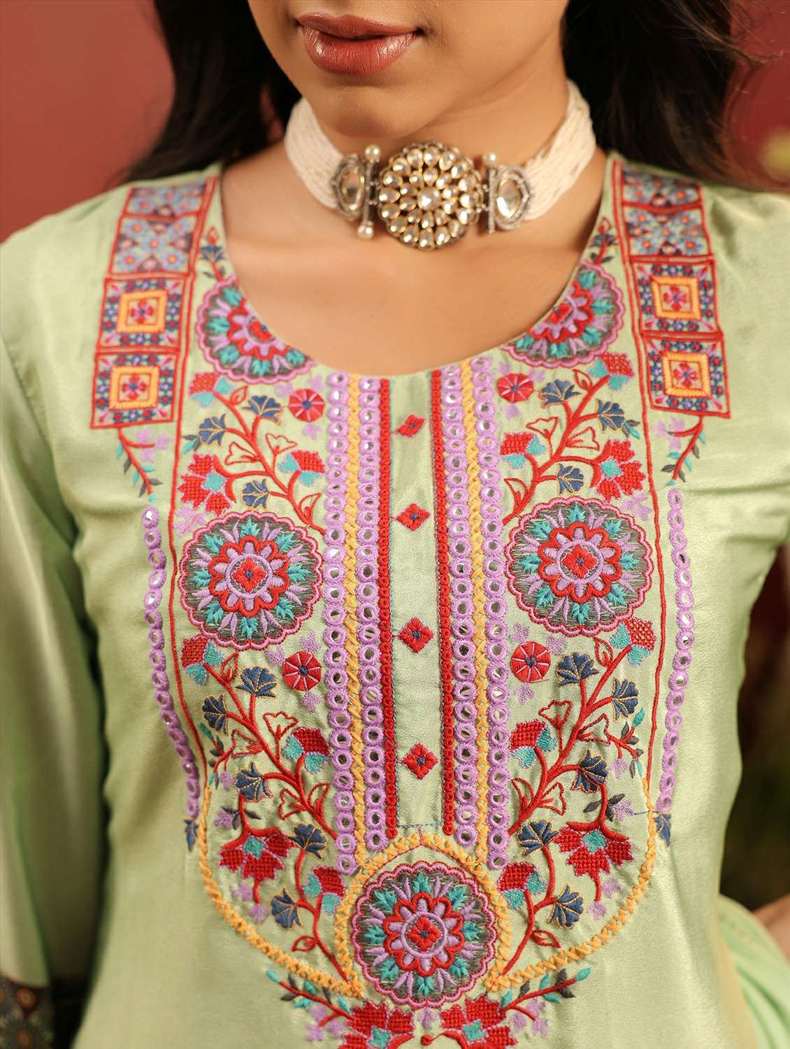 women embroidered three quarter sleeve kurta sharara with dupatta set - 22142328 - Standard Image - 8