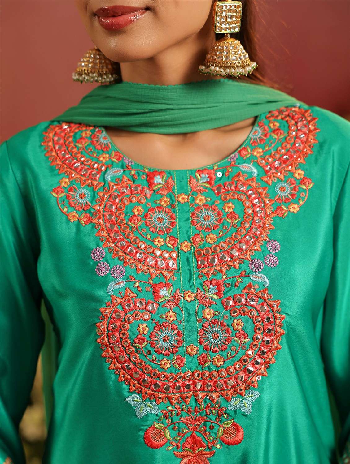 women embroidered three quarter sleeve kurta sharara with dupatta set - 22142329 - Standard Image - 8