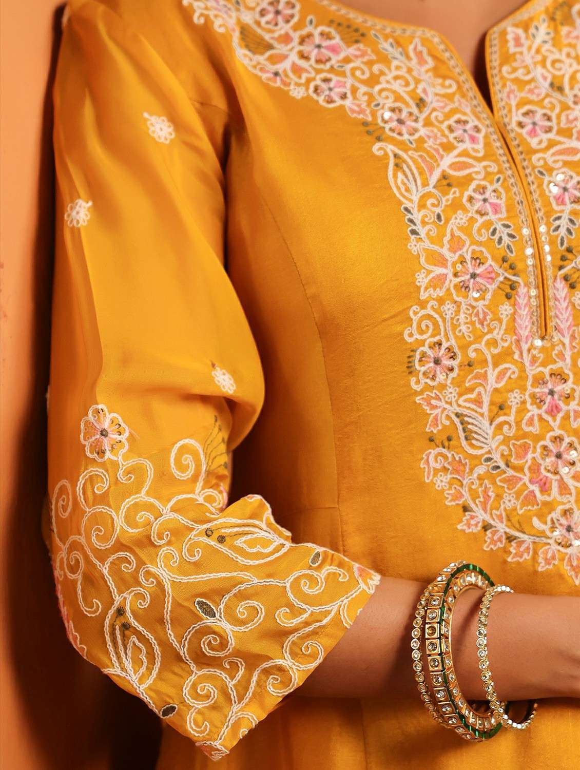 women embroidered three quarter sleeve kurta pant with dupatta set - 22142335 -  Standard Image - 8