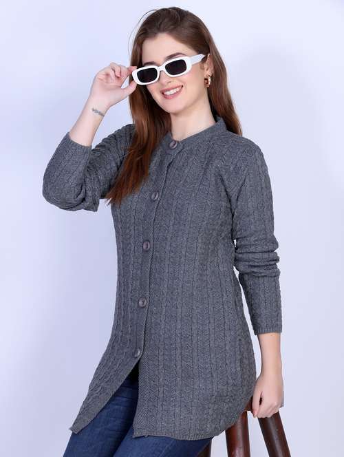 women self designed long sleeve cardigan - 22142361 - Standard Image - 0