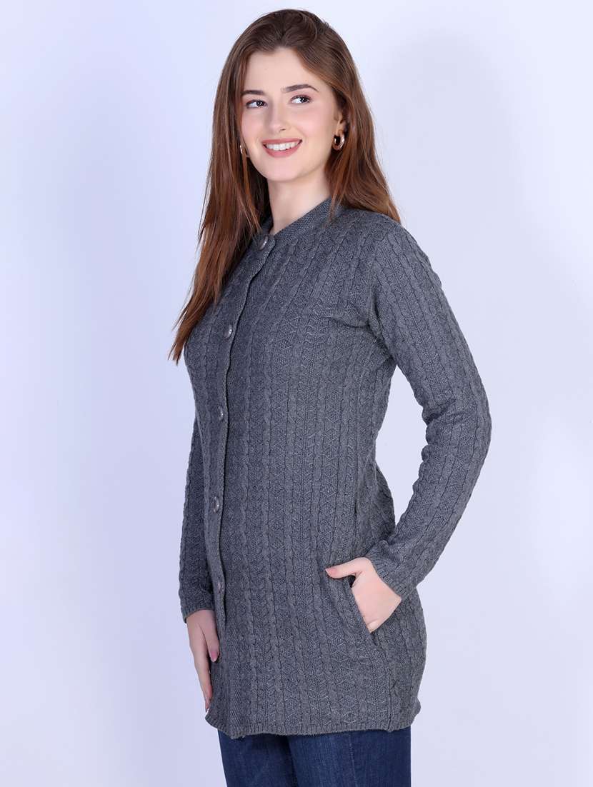 women self designed long sleeve cardigan - 22142361 - Standard Image - 3