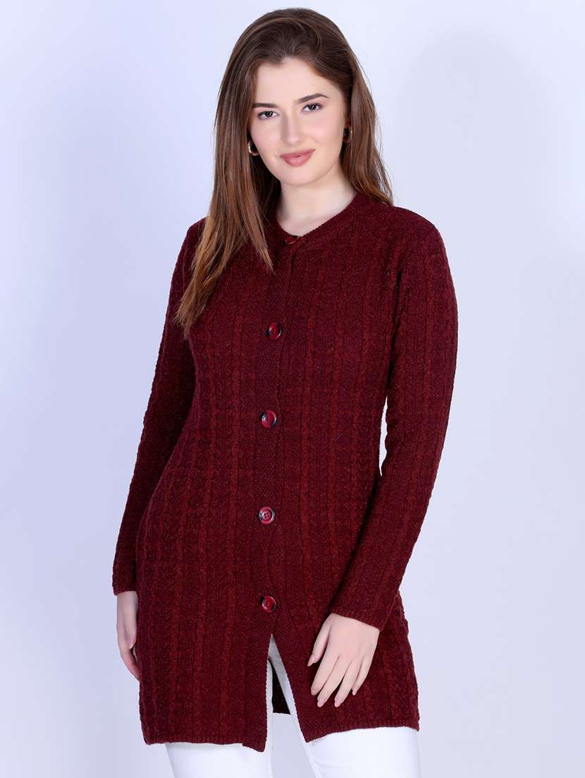 women self designed long sleeve cardigan - 22142362 -  Standard Image - 3