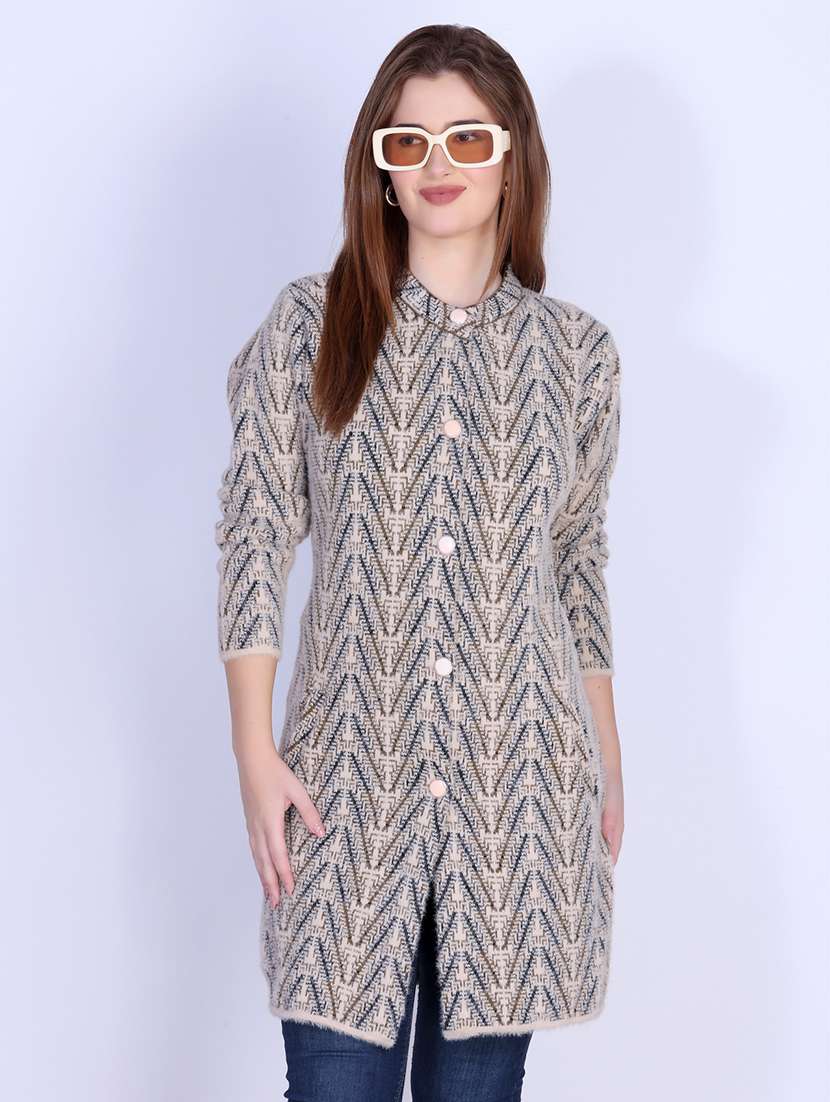 women self designed long sleeve cardigan