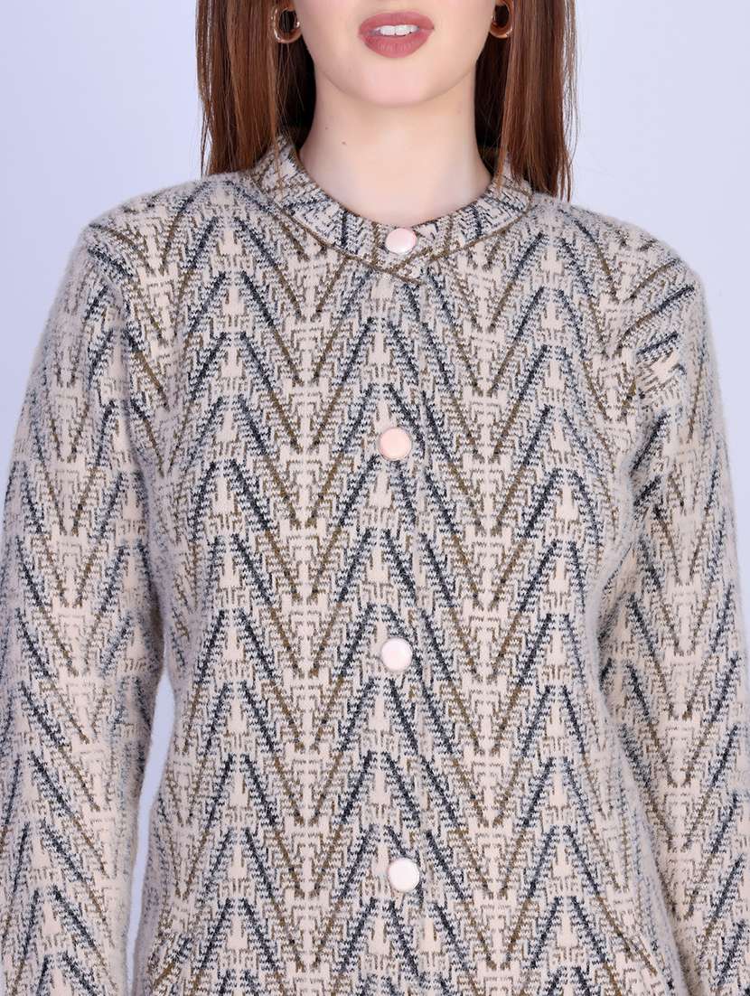 women self designed long sleeve cardigan - 22142364 -  Standard Image - 5