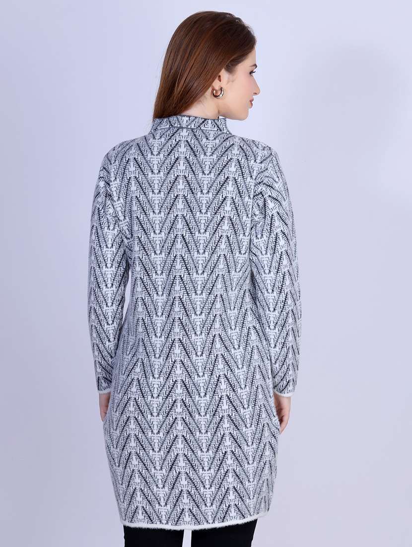 women self designed long sleeve cardigan - 22142365 -  Standard Image - 3