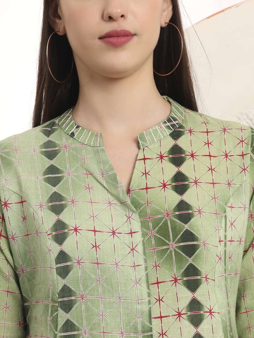 women printed three quarter sleeve ethnic co-ord set - 22142376 - Standard Image - 5