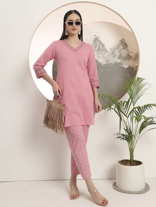 women floral printed three quarter sleeve kurta pant set - 22142380 -  Standard Image - 0