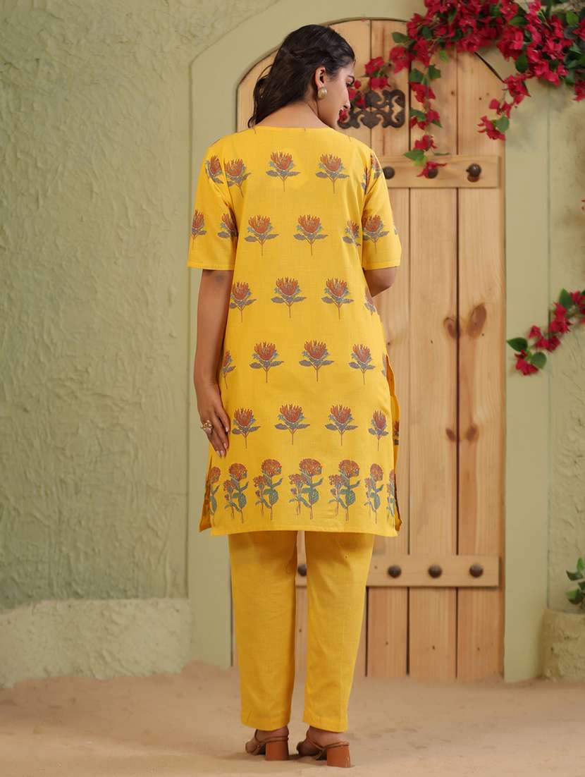 women floral printed short sleeve kurta pant set - 22142382 -  Standard Image - 3