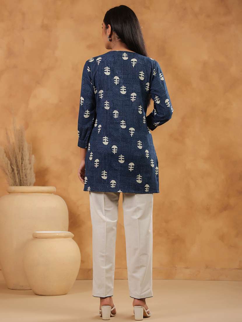 women printed three quarter sleeve ethnic co-ord set - 22142386 - Standard Image - 3