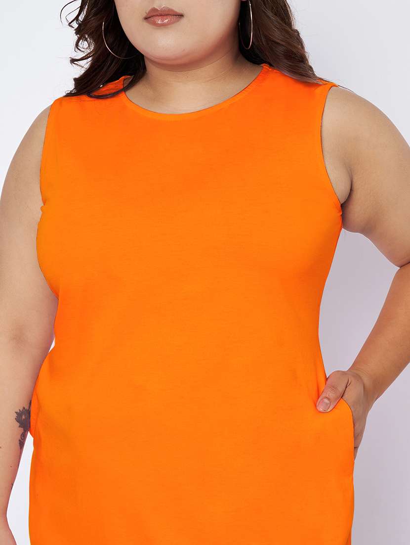 Women Plus Size Solid Sleeveless Sheath Dress - 22142400 -  Standard Image - 5