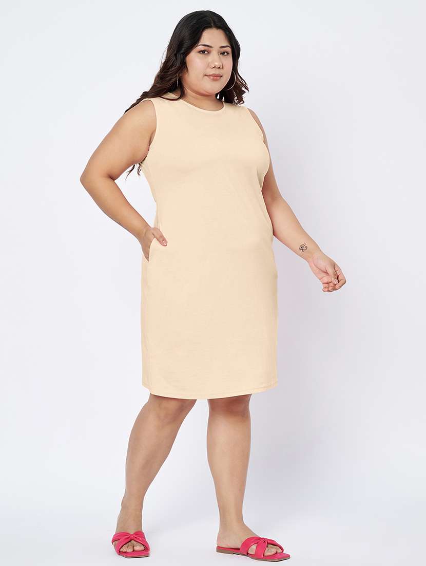 women plus size solid sleeveless sheath dress - 22142402 -  Standard Image - 3