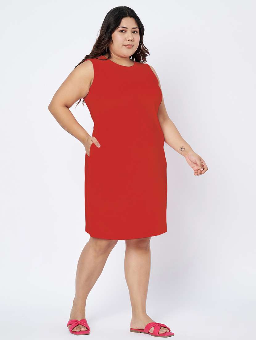 women plus size solid sleeveless sheath dress - 22142404 - Standard Image - 3