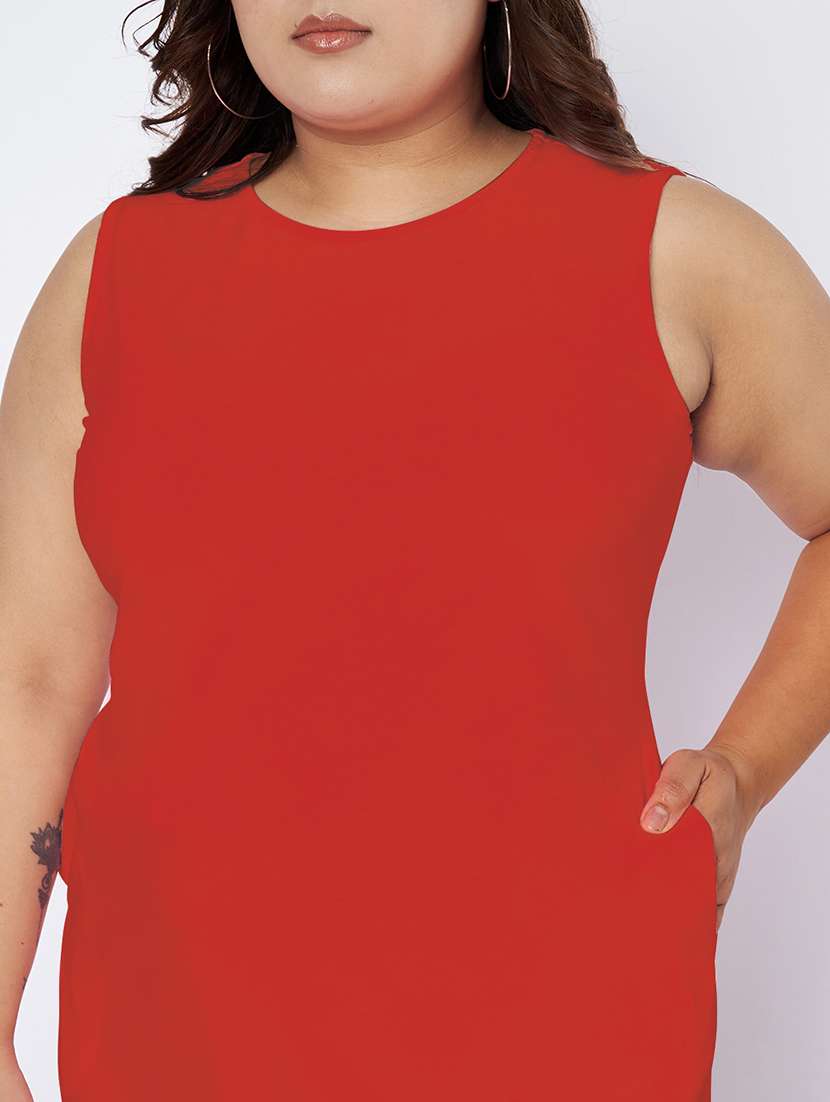 women plus size solid sleeveless sheath dress - 22142404 - Standard Image - 5
