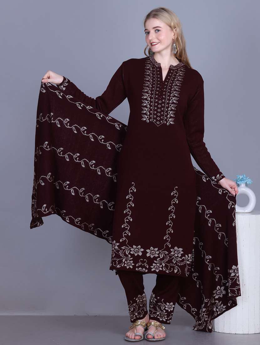 women self design long sleeve kurta pant with dupatta set - 22142406 - Standard Image - 3
