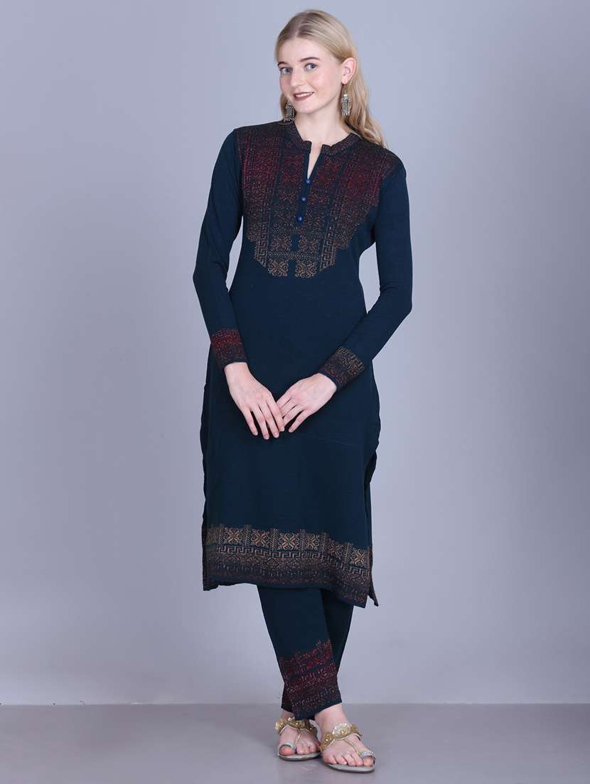 women self design long sleeve kurta pant with dupatta set - 22142408 - Standard Image - 3