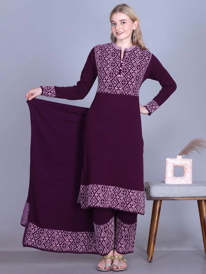 women self design long sleeve kurta pant with dupatta set - 22142410 - Standard Image - 3