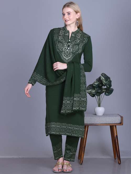 women self design long sleeve kurta pant with dupatta set - 22142412 - Standard Image - 0