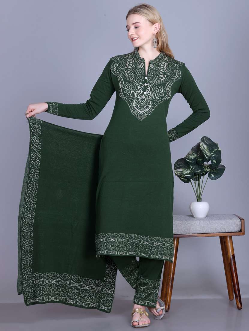 women self design long sleeve kurta pant with dupatta set - 22142412 - Standard Image - 3