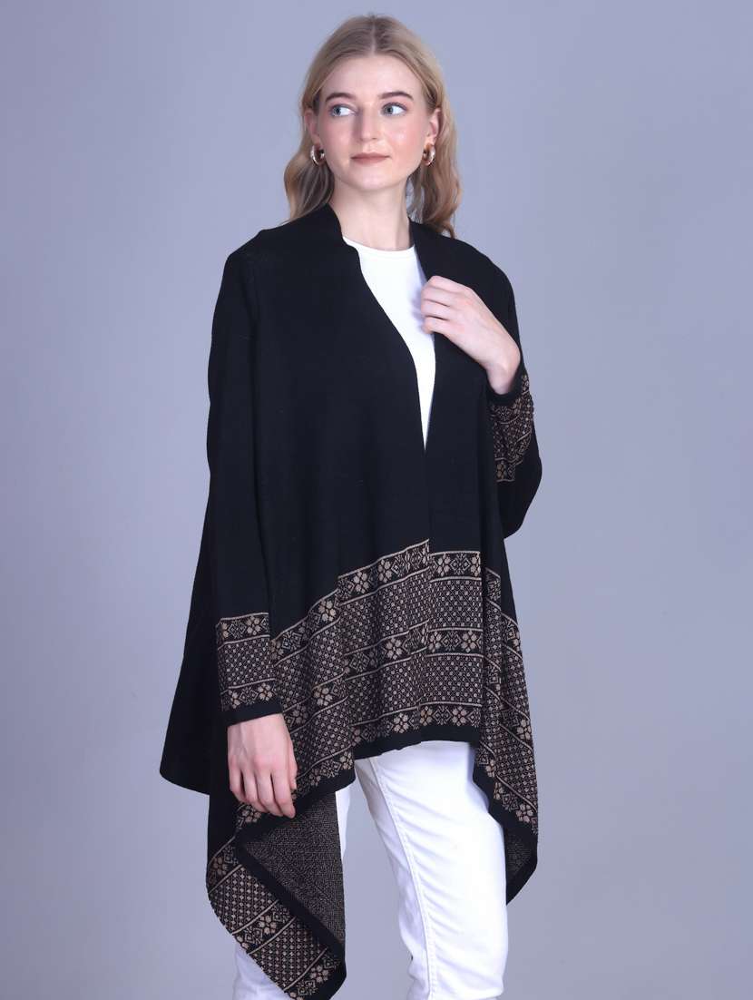 Women Self Designed Long Sleeve Asymmetric Shrug - 22142414 -  Standard Image - 3