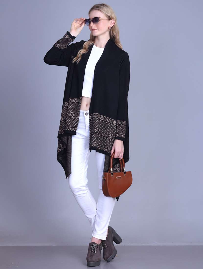 Women Self Designed Long Sleeve Asymmetric Shrug - 22142414 -  Standard Image - 5