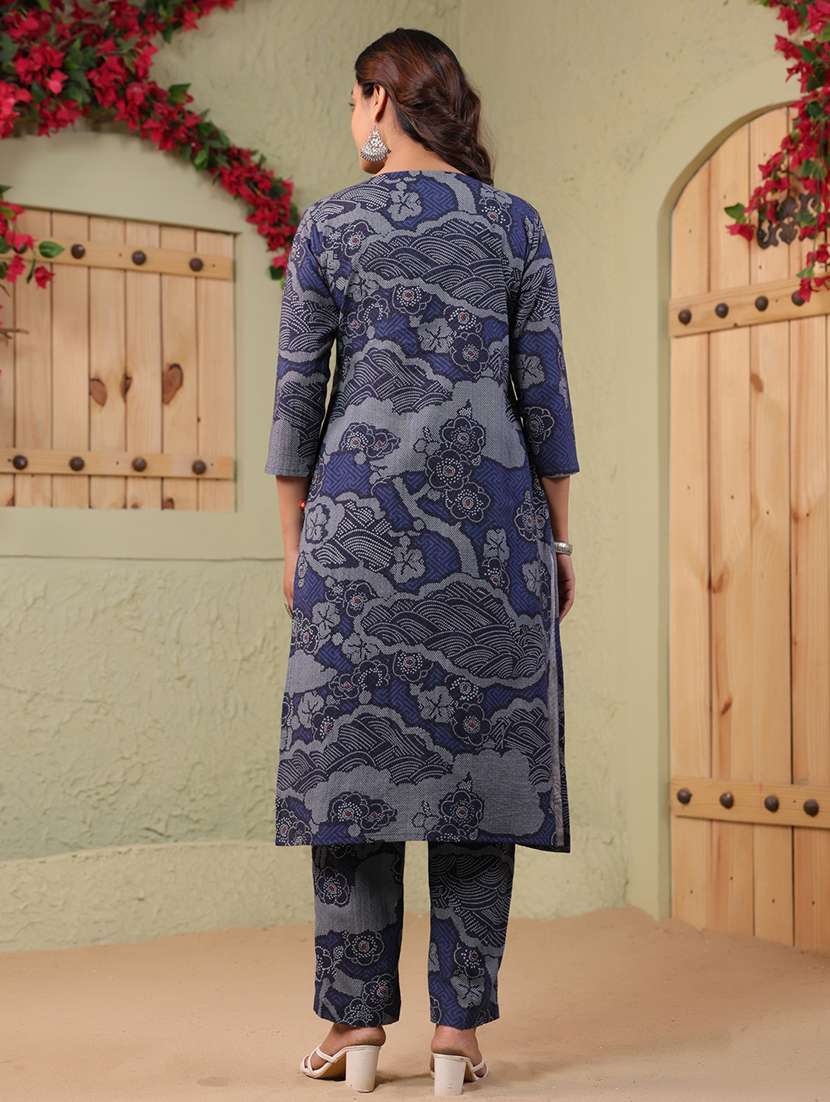 women printed three quarter sleeve kurta pant set - 22142415 -  Standard Image - 3