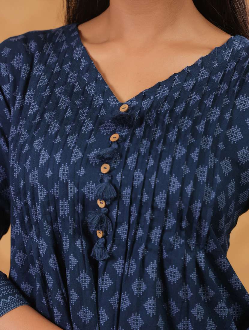 women printed three quarter sleeve ethnic co-ord set - 22142417 -  Standard Image - 5