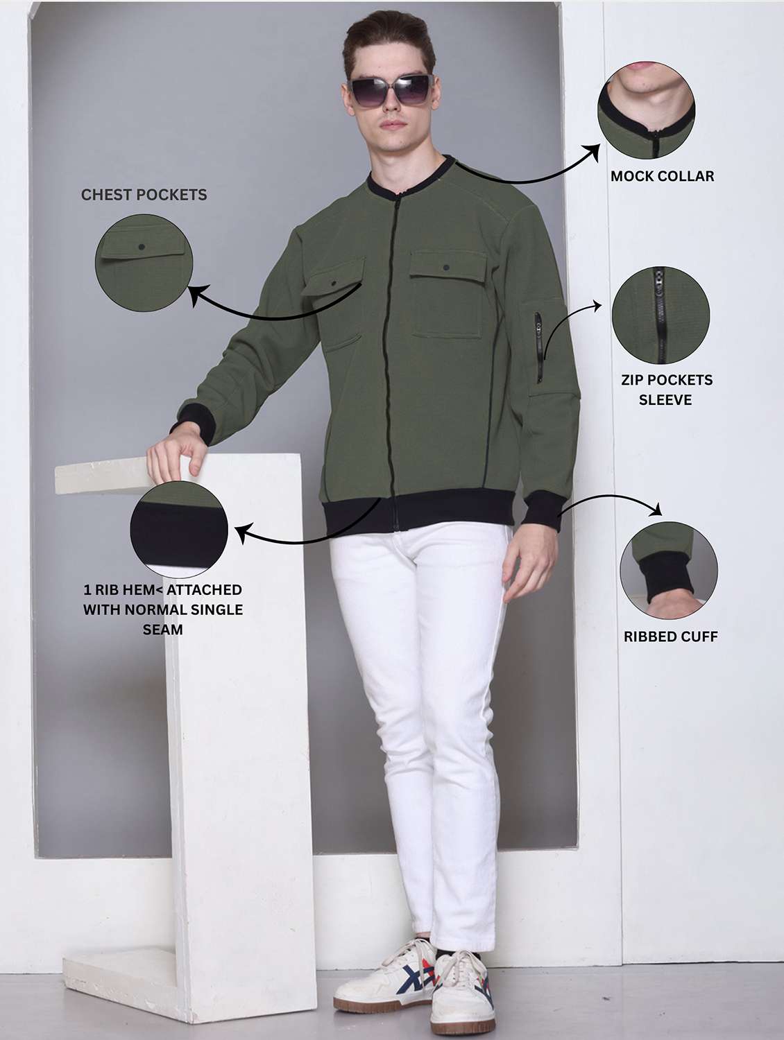 men self design long sleeve regular fit casual jacket - 22142419 -  Standard Image - 3