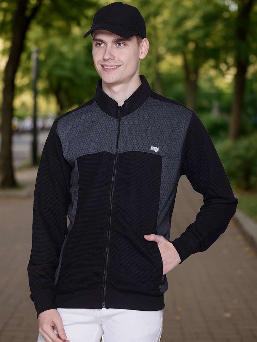 men color block long sleeve regular fit casual jacket - 22142424 - Zoom Image - 0