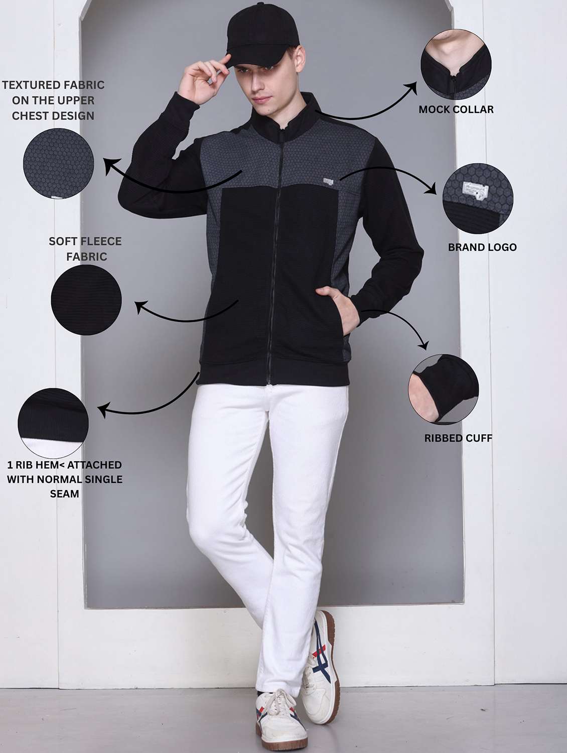 men color block long sleeve regular fit casual jacket - 22142424 - Standard Image - 3