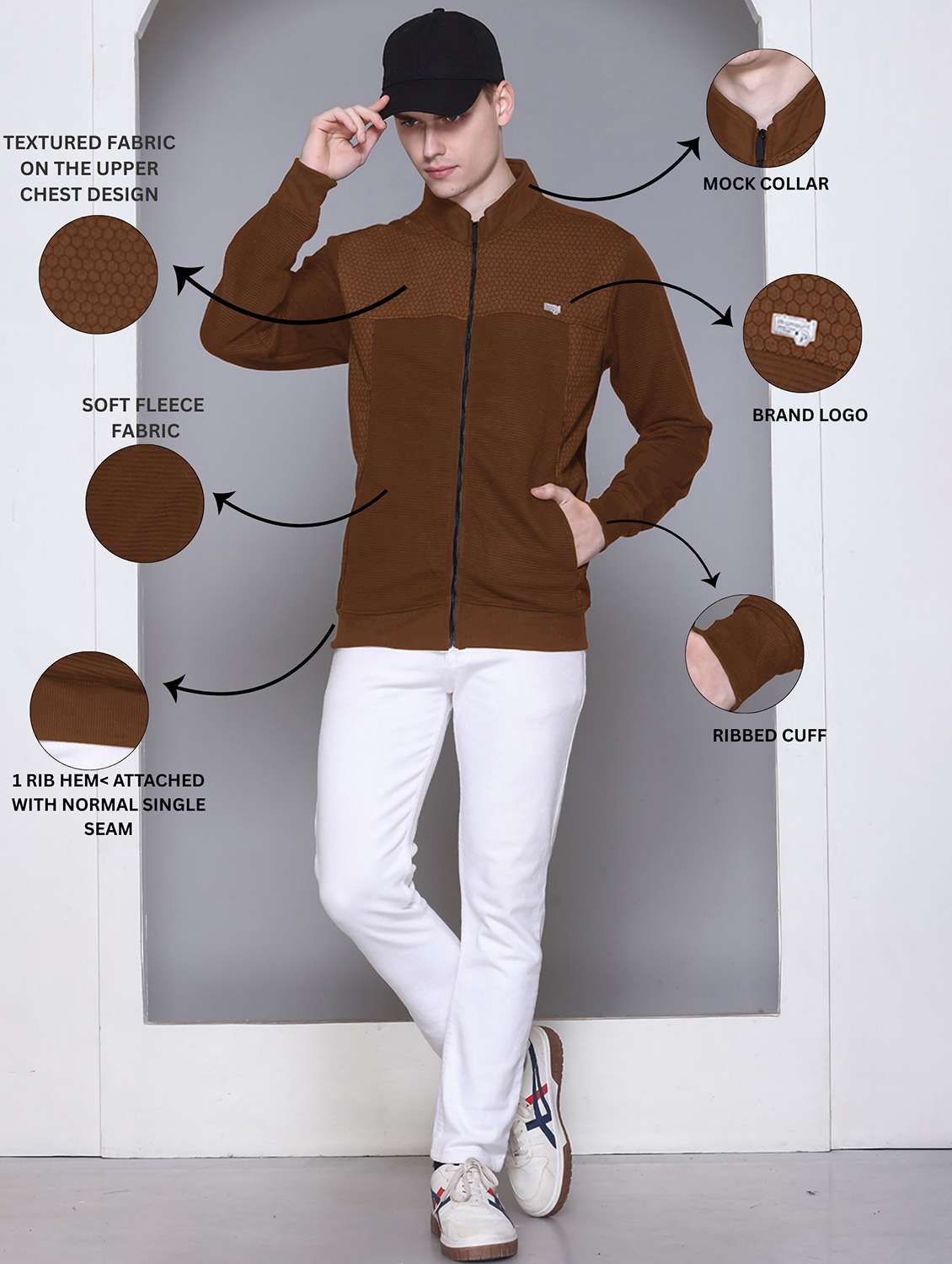 men color block long sleeve regular fit casual jacket - 22142425 - Standard Image - 3