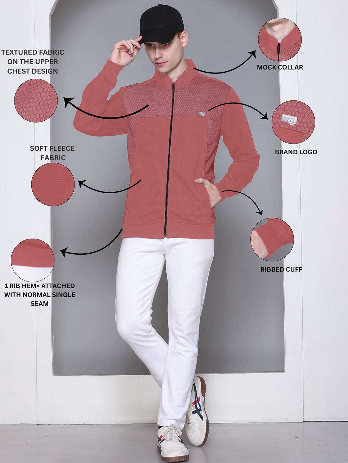 men color block long sleeve regular fit casual jacket - 22142428 - Standard Image - 3