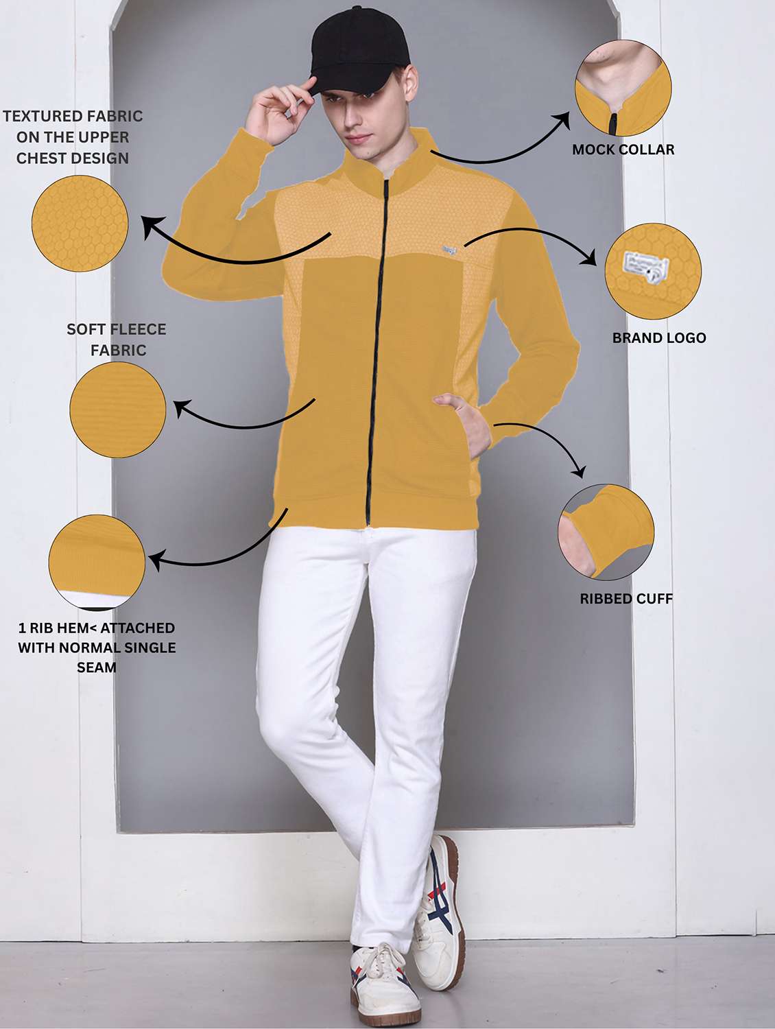 men color block long sleeve regular fit casual jacket - 22142429 - Standard Image - 3