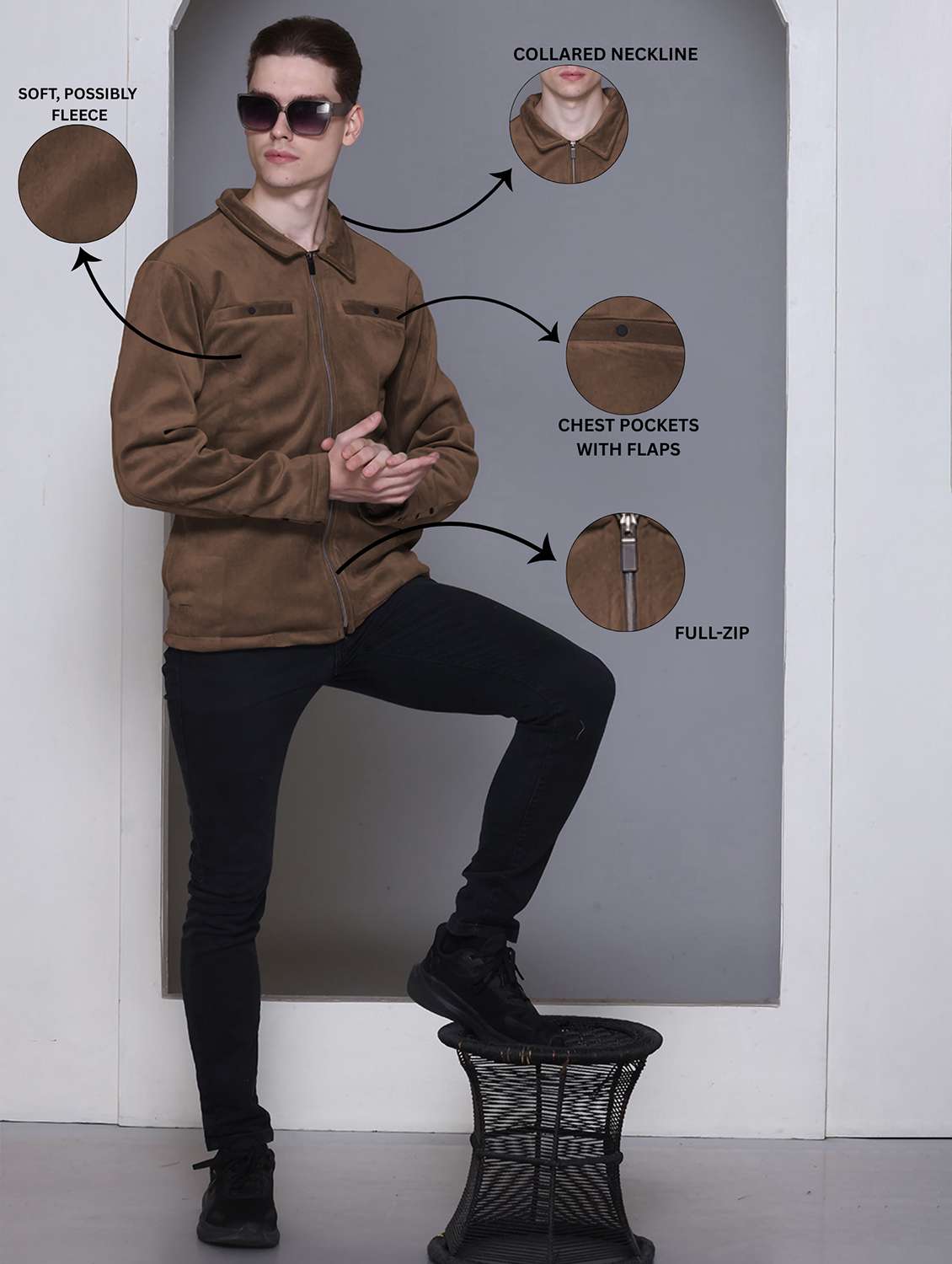 men solid long sleeve regular fit casual jacket - 22142430 - Standard Image - 3