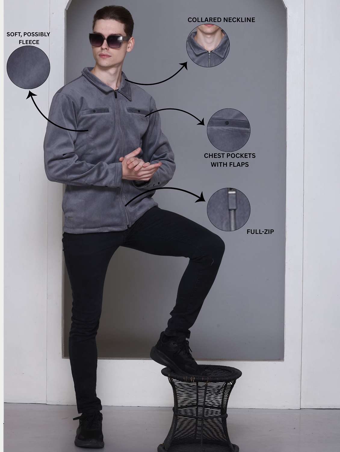 men solid long sleeve regular fit casual jacket - 22142431 - Standard Image - 3