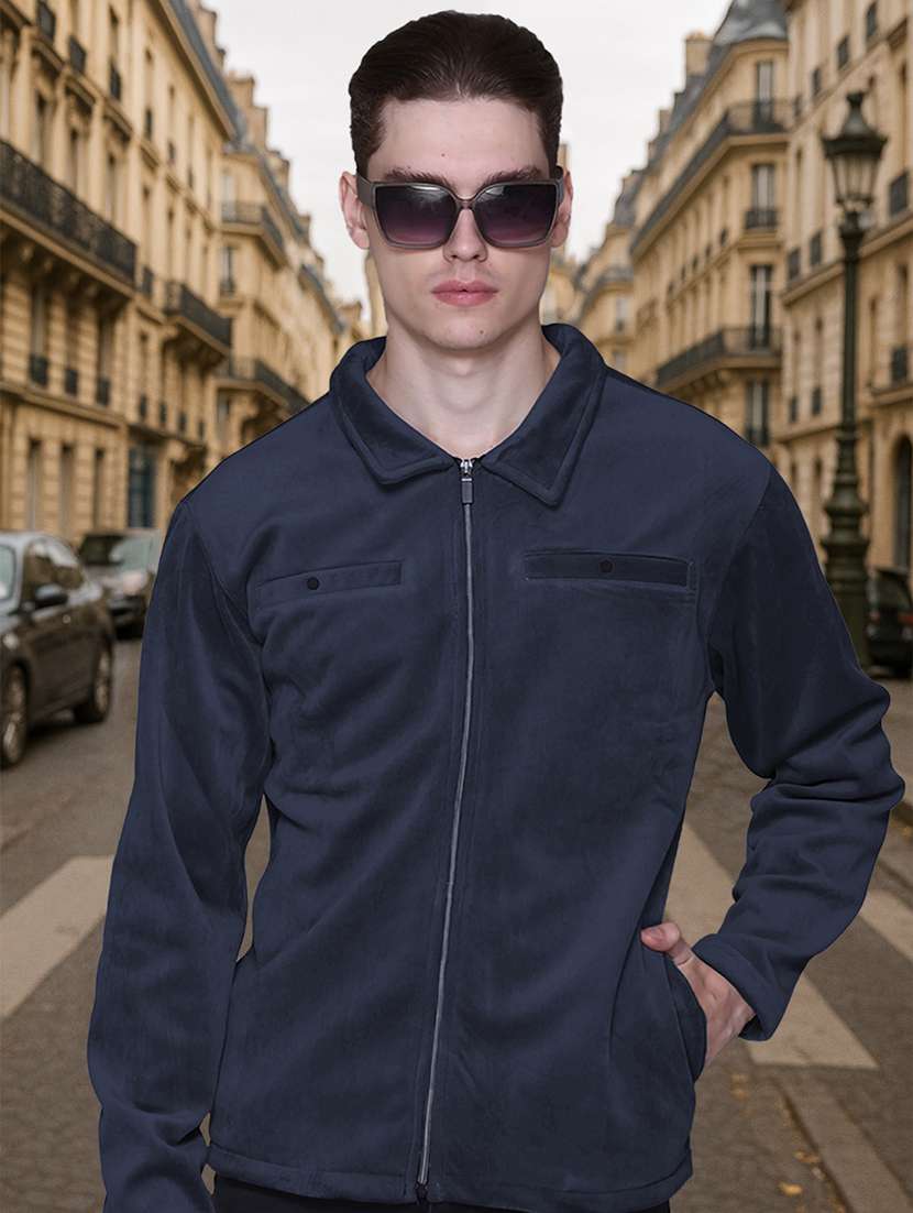 men solid long sleeve regular fit casual jacket
