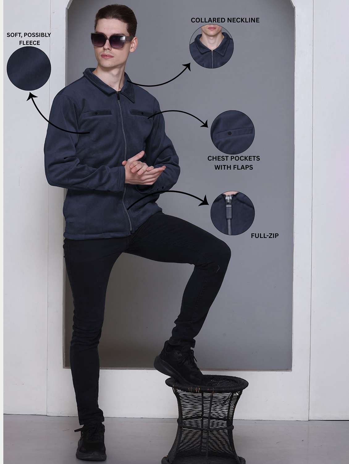 men solid long sleeve regular fit casual jacket - 22142432 - Standard Image - 3