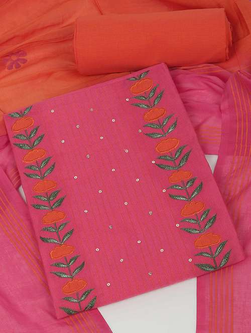 women solid with work unstitched suit set - 22142477 - Standard Image - 0